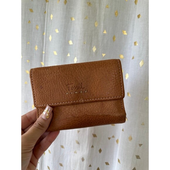 Fossil Popstitch Pebbled Genuine Leather Trifold  Removable ID Holder Wallet - Picture 2 of 8